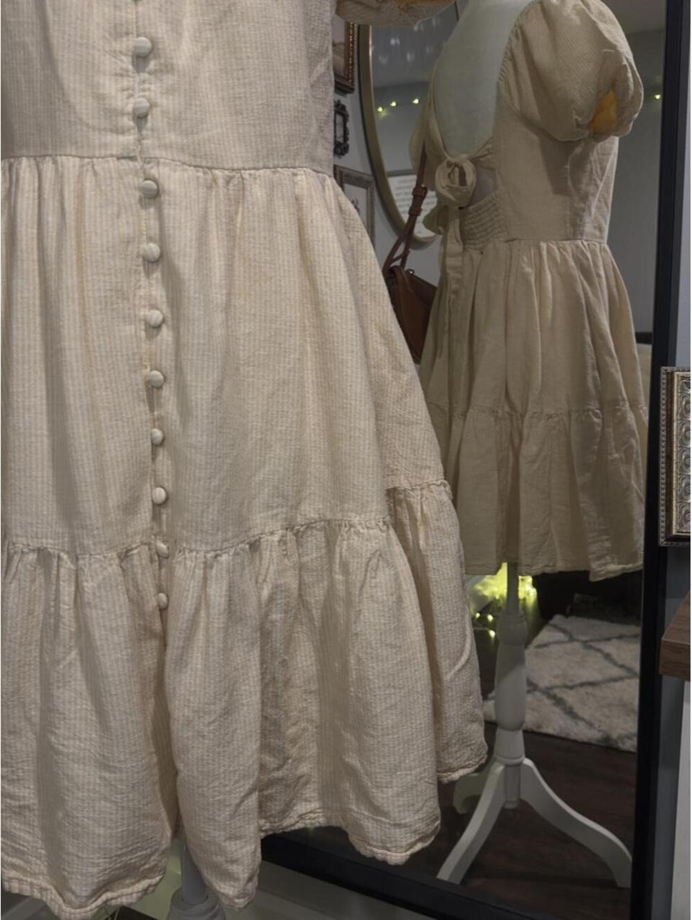 American Eagle Cream Linen Blend Cottage Dress 🤍 - Picture 5 of 8